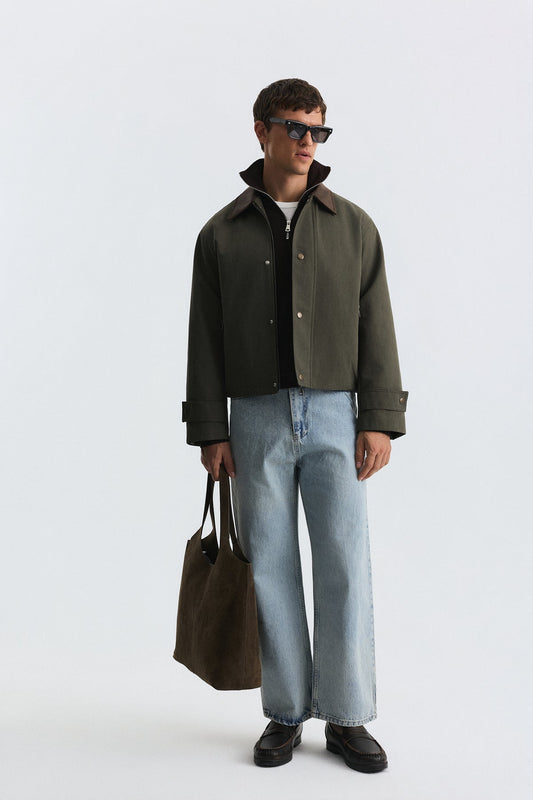 Men's Technical Jacket with Contrast Collar