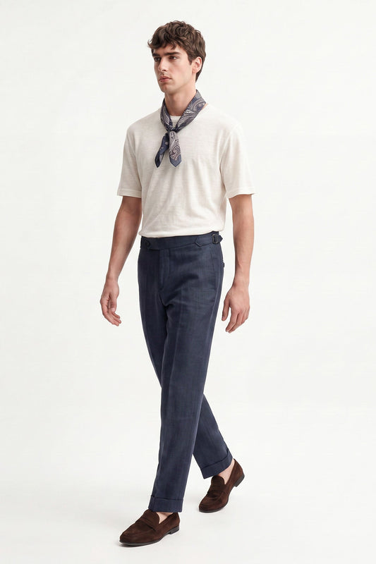 100% Linen Pants with Bow Detail