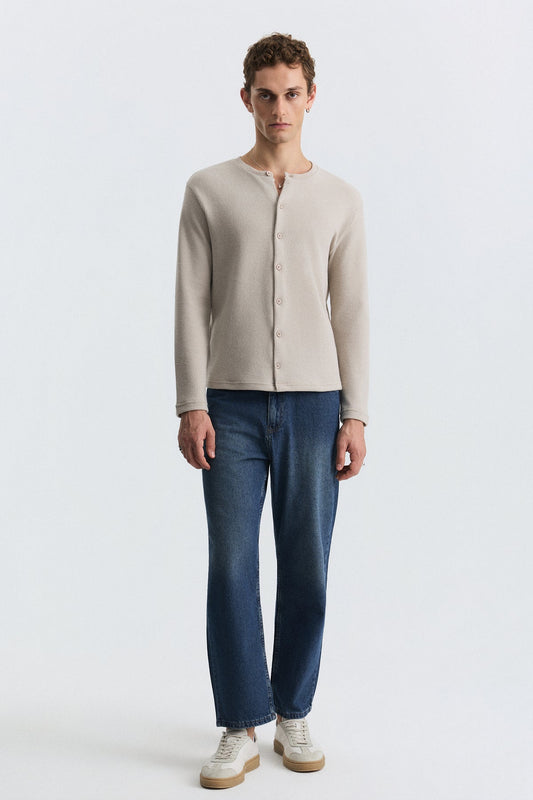 T-Shirt with Button Closure and Drawstring