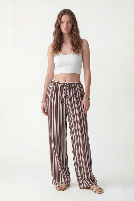 Striped Wide-Leg Pants