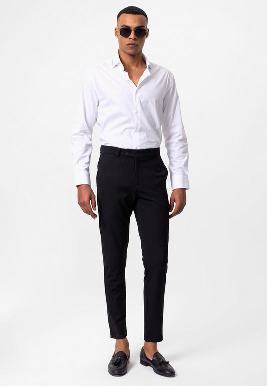 Men's Slim-Fit Solid-Color Fabric Pants with Accents