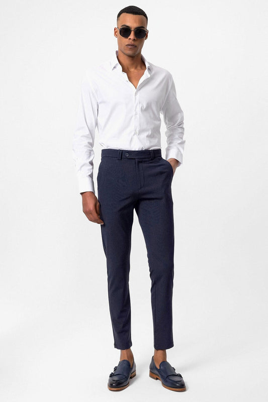 Men's Slim-Fit Solid-Color Fabric Pants with Accents