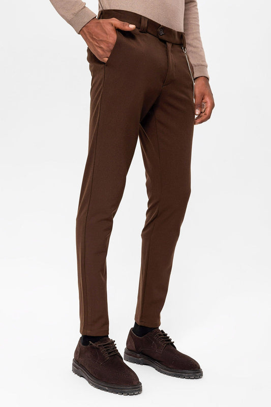Men's Slim-Fit Solid-Color Fabric Pants with Accents