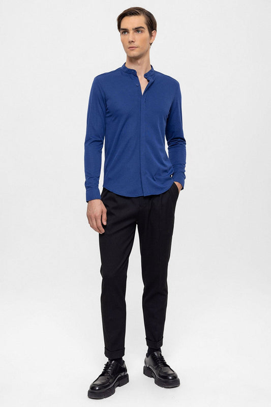 Antioch Men's Judge-Collar Hidden-Button Long-Sleeve Slim-Fit Shirt