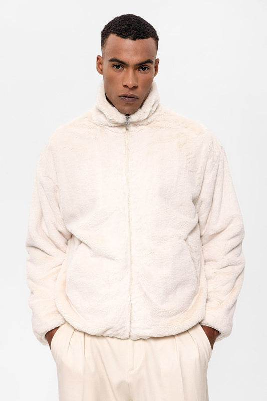 Antioch Men's Stand-Up Collar Faux Fur Coat