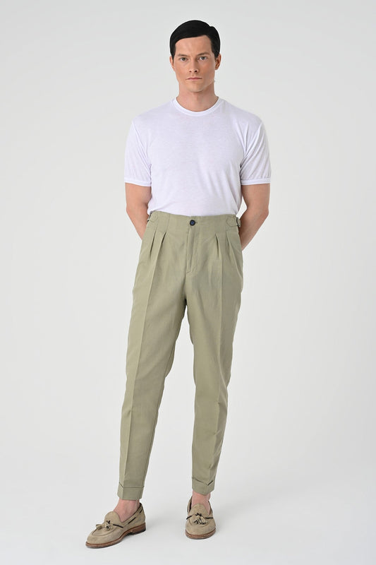 Antioch High-Waisted Pleated Linen Men's Pants