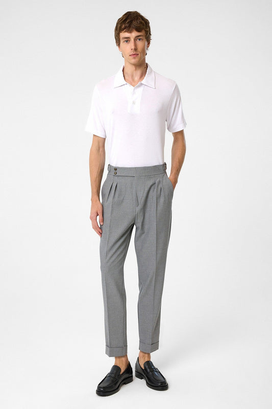 Antioch High-Waisted Pleated Pants with Side Buckles