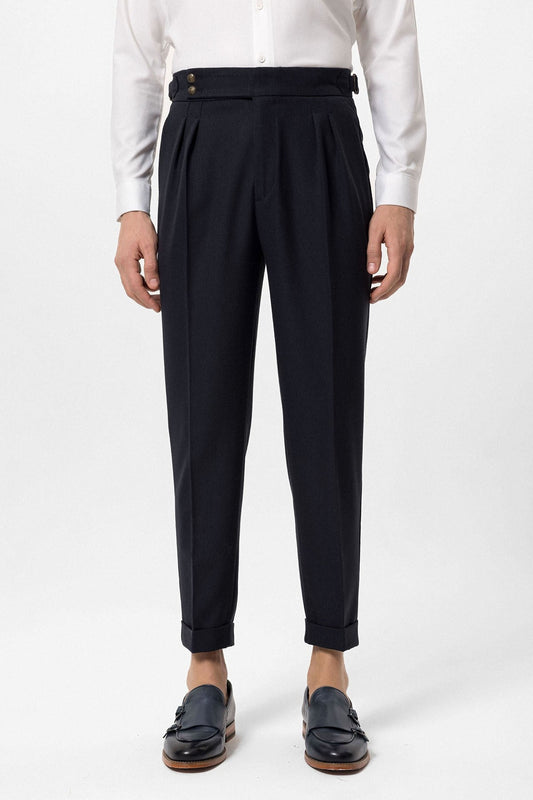 Antioch High-Waisted Pleated Pants with Side Buckles