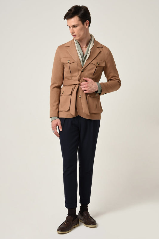 Antioch Men's Jacket with Collar and Belt, All-Season Coat