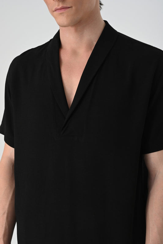 Antioch Relax Fit Short-Sleeved Men's Shirt with a Shawl Collar