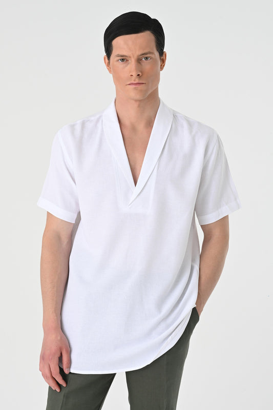 Antioch Relax Fit Short-Sleeved Men's Shirt with a Shawl Collar