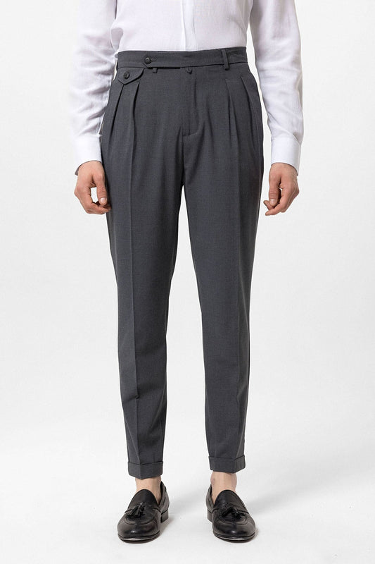Pleated High-Waisted Men's Pants