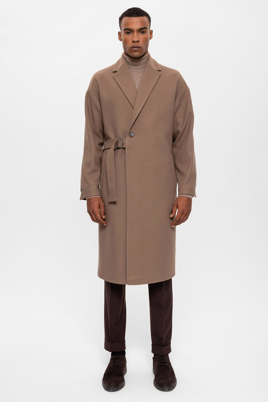 Oversized Men's Coat with a Belt