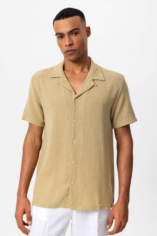 Antioch Men's Shirt with Apache Collar and Knitted Texture
