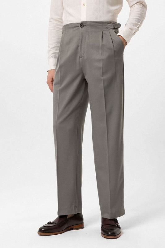 Antioch High-Waisted Men's Pants with Buckle Detail and Relaxed Fit