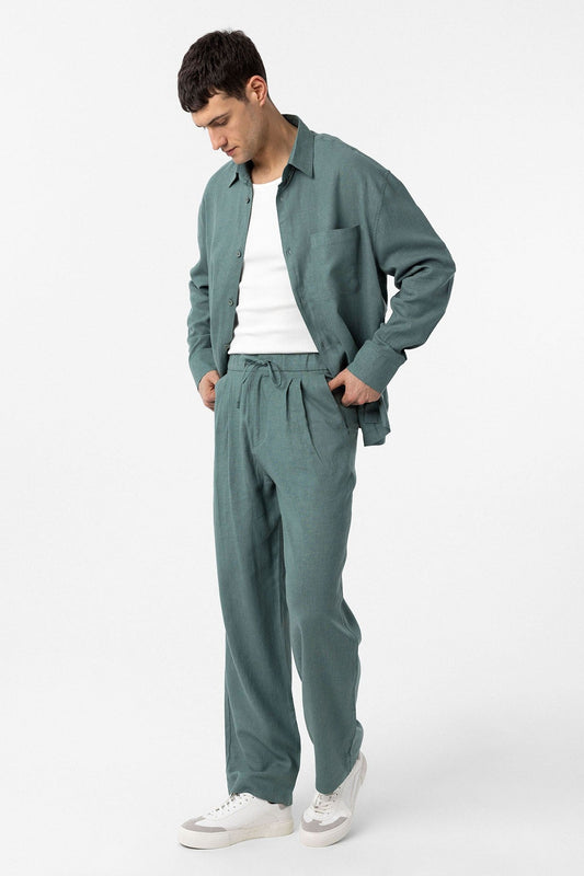 Antioch Belted Linen-Blend Baggy Men's Pants