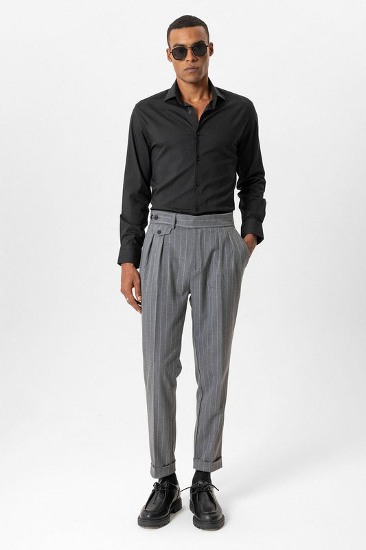 Antioch High-Waisted Pleated Striped Men's Pants