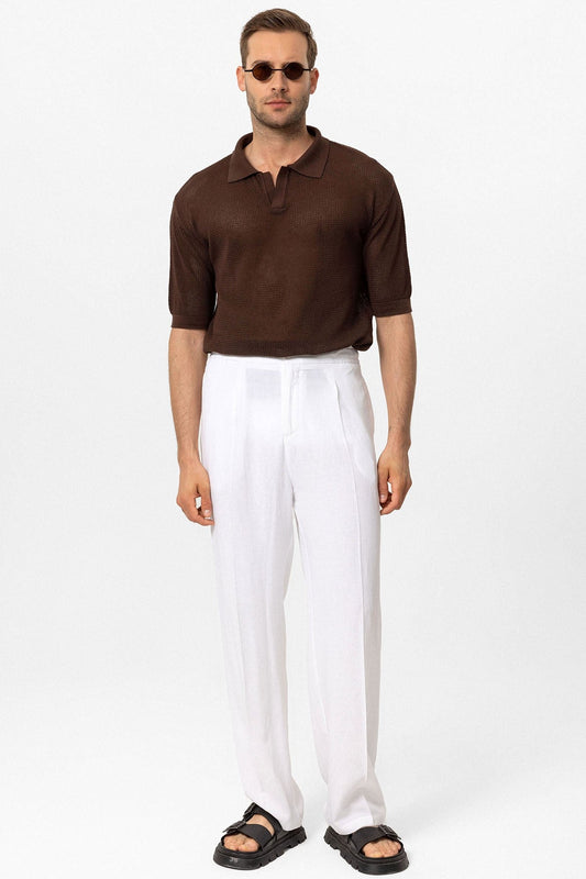 Men's Polo-Neck Openwork T-Shirt