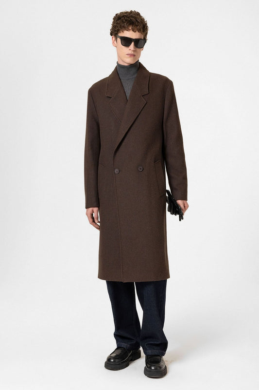 Antioch Wool-Blend Herringbone Double-Breasted Men's Coat