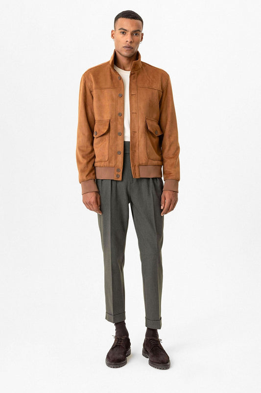 Antioch Bel Elastic-Collar Suede Men's Jacket