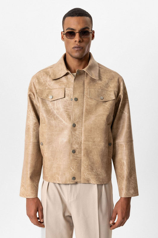 Antioch Crop Fit Faux Leather Men's Jacket