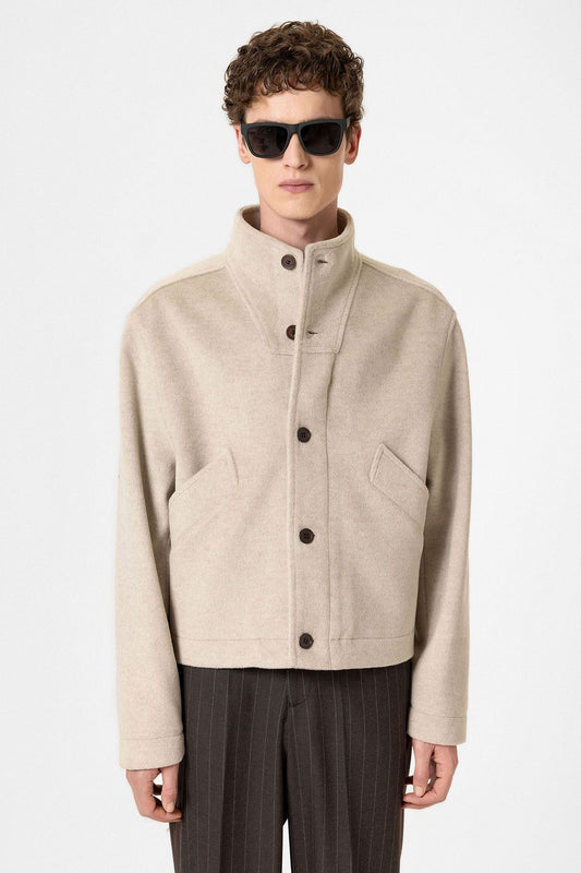 Men's Wool-Blend Stand-Up Collar Coat