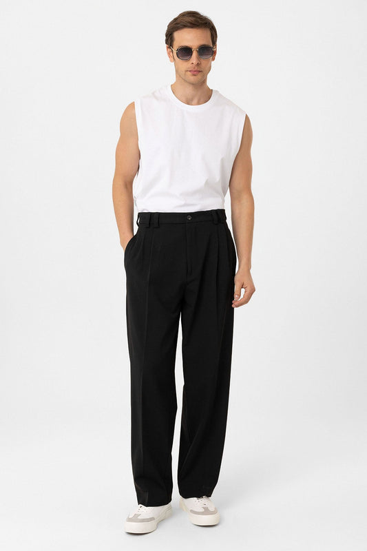Antioch Yüksel Bel Relax Fit Pleated Men's Pants