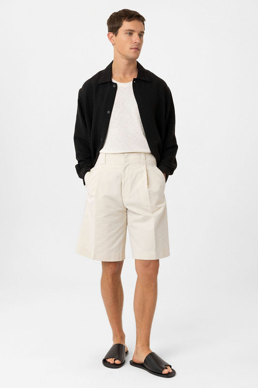 Antioch High-Waisted Pleated Relaxed Bermuda Shorts for Men