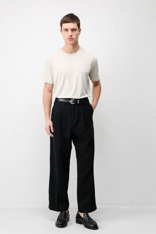 High-Waisted Pleated Relaxed-Fit Men's Pants
