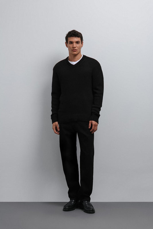 Men's V-Neck Sweater with Antioch Texture