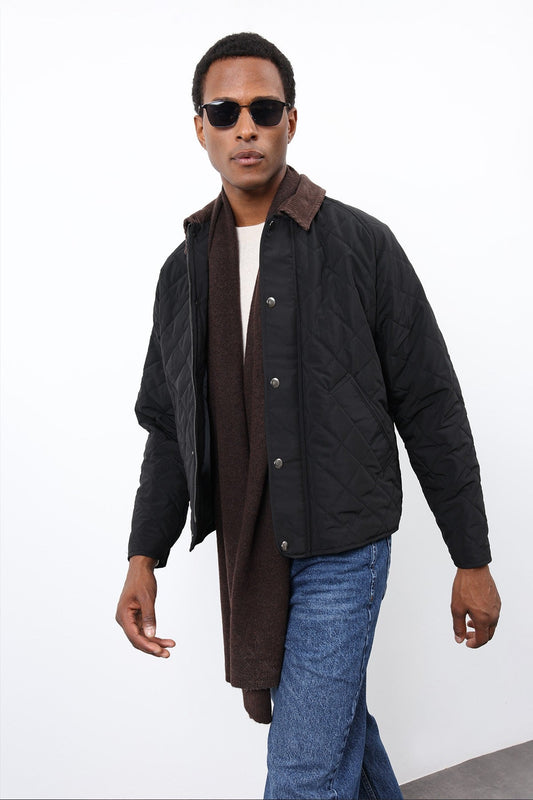 Antioch Men's Jacket with Contrast Collar and Baklava Pattern