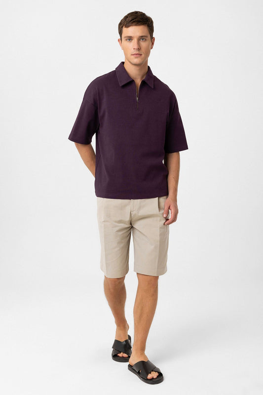 Antioch Oversized Polo-Neck Zipper Men's T-Shirt