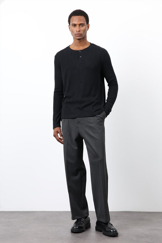 Antioch Ribbed-Collar Button-Down T-Shirt