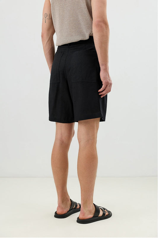 Linen-Blend Shorts with a Belt