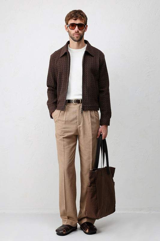 Men's Jacket with Zipper and Antioch Texture