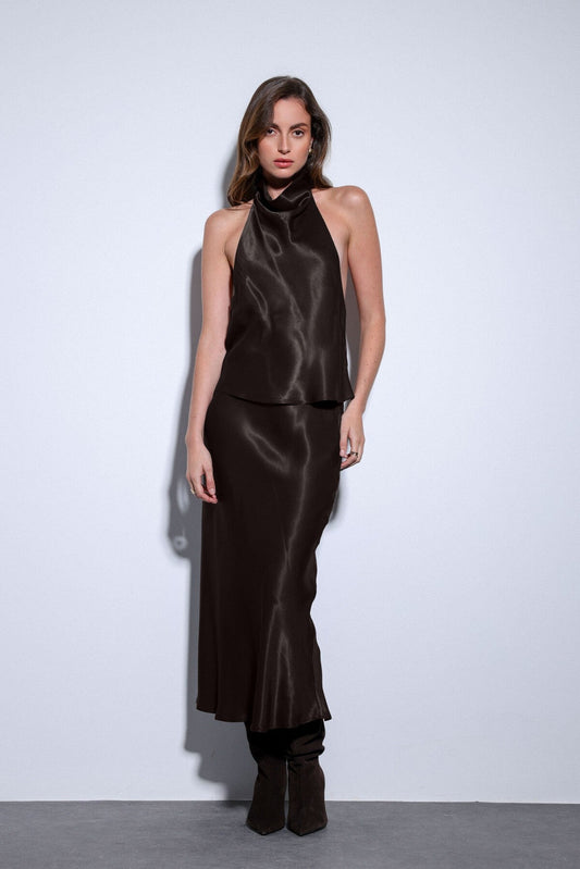 Antioch Satin Midi Skirt