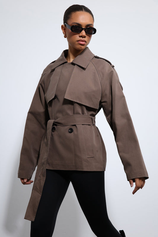 Antioch Short Trench Coat with a Collar