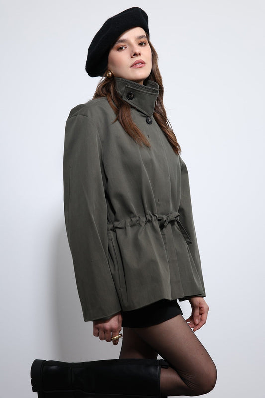 Antioch Short Trench Coat with Adjustable Waist