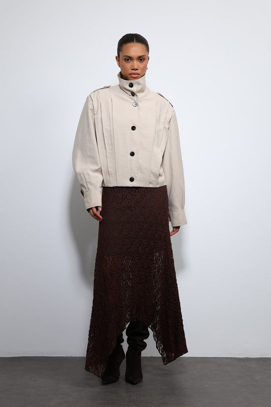 Antioch Pile Detailed Stand-Up Collar Jacket