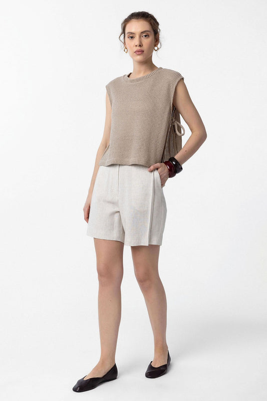 Antioch Lace-Up Knit-Textured Women's Top