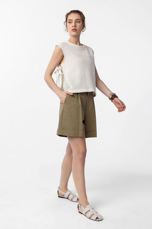 Antioch Lace-Up Knit-Textured Women's Top