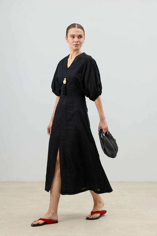 Antioch V-Neck Linen-Blend Women's Dress