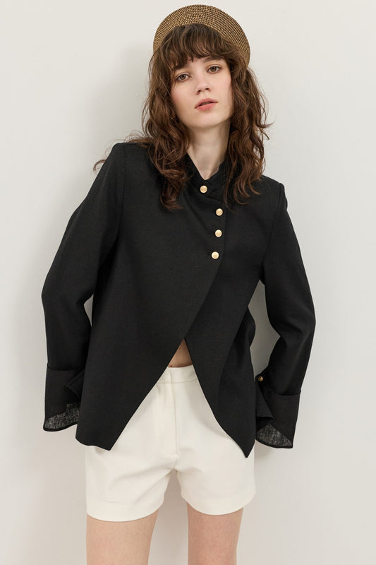 Women's Blazer Jacket with Linen Blend
