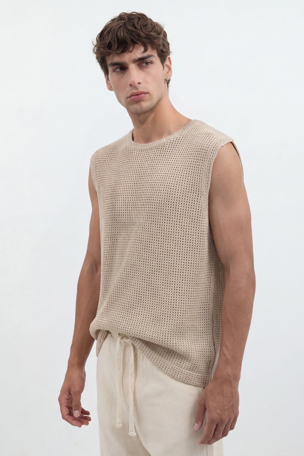 Relax Fit Textured Men's Sleeveless T-shirt