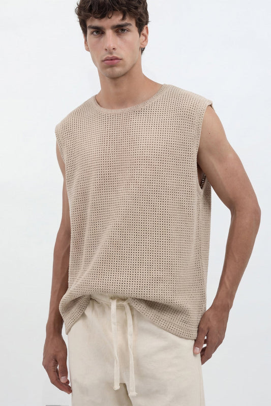 Relax Fit Textured Men's Sleeveless T-shirt