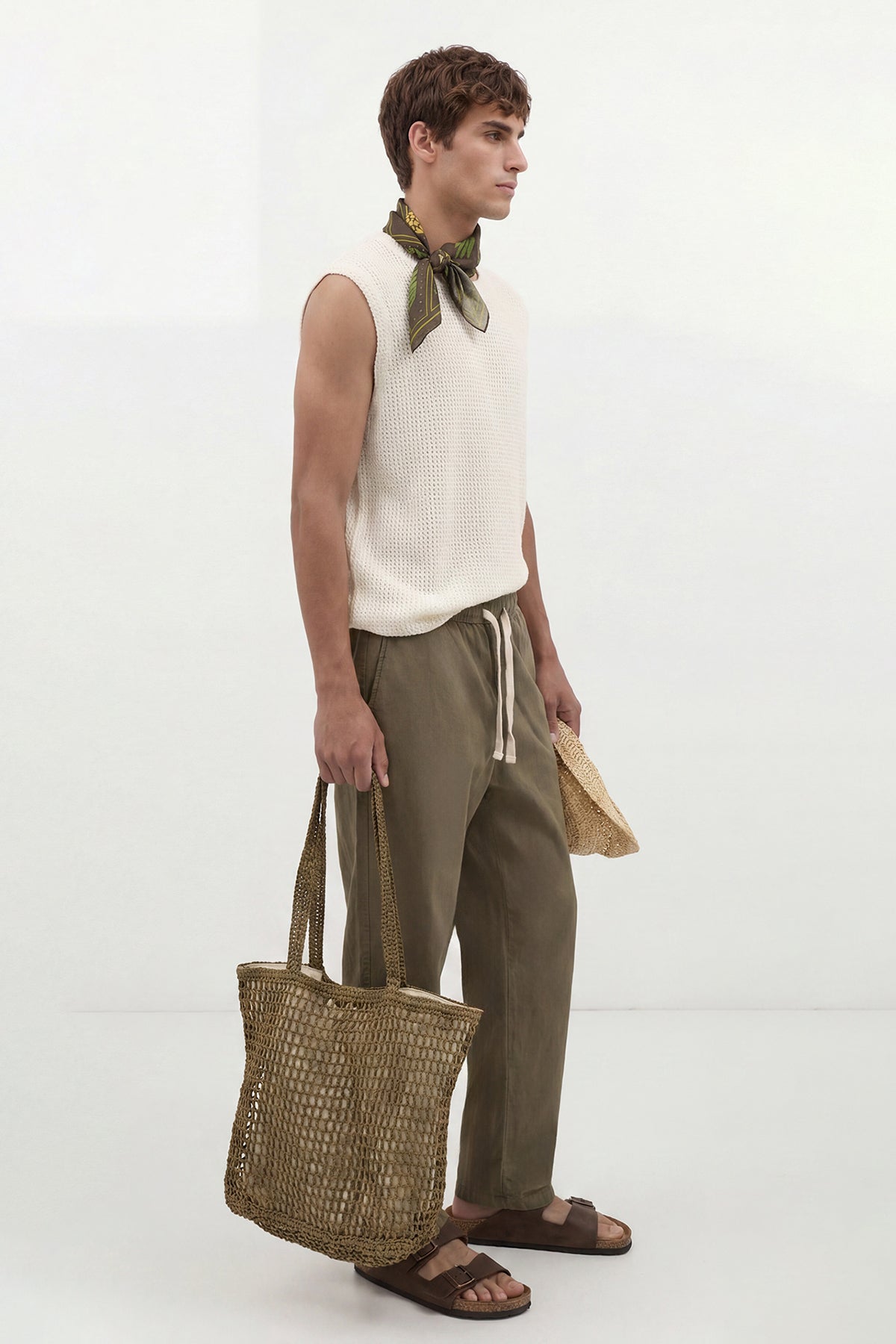Linen-Look Waistbanded Pants