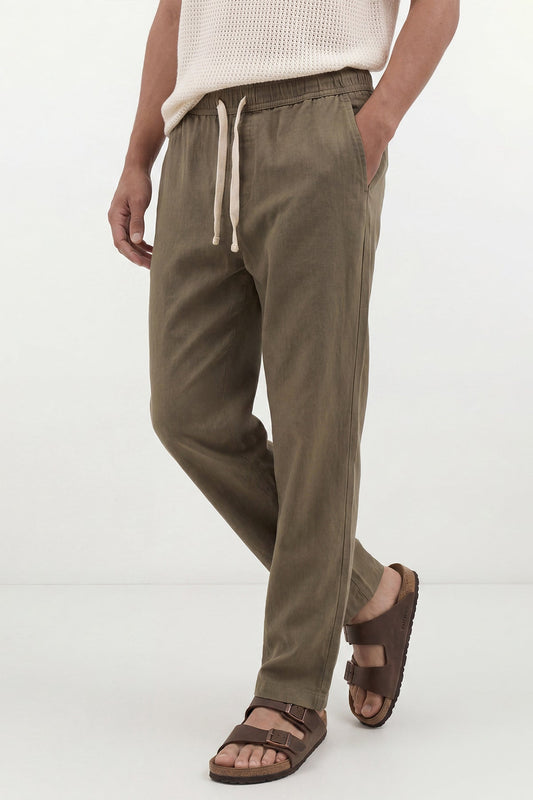 Linen-Look Waistbanded Pants