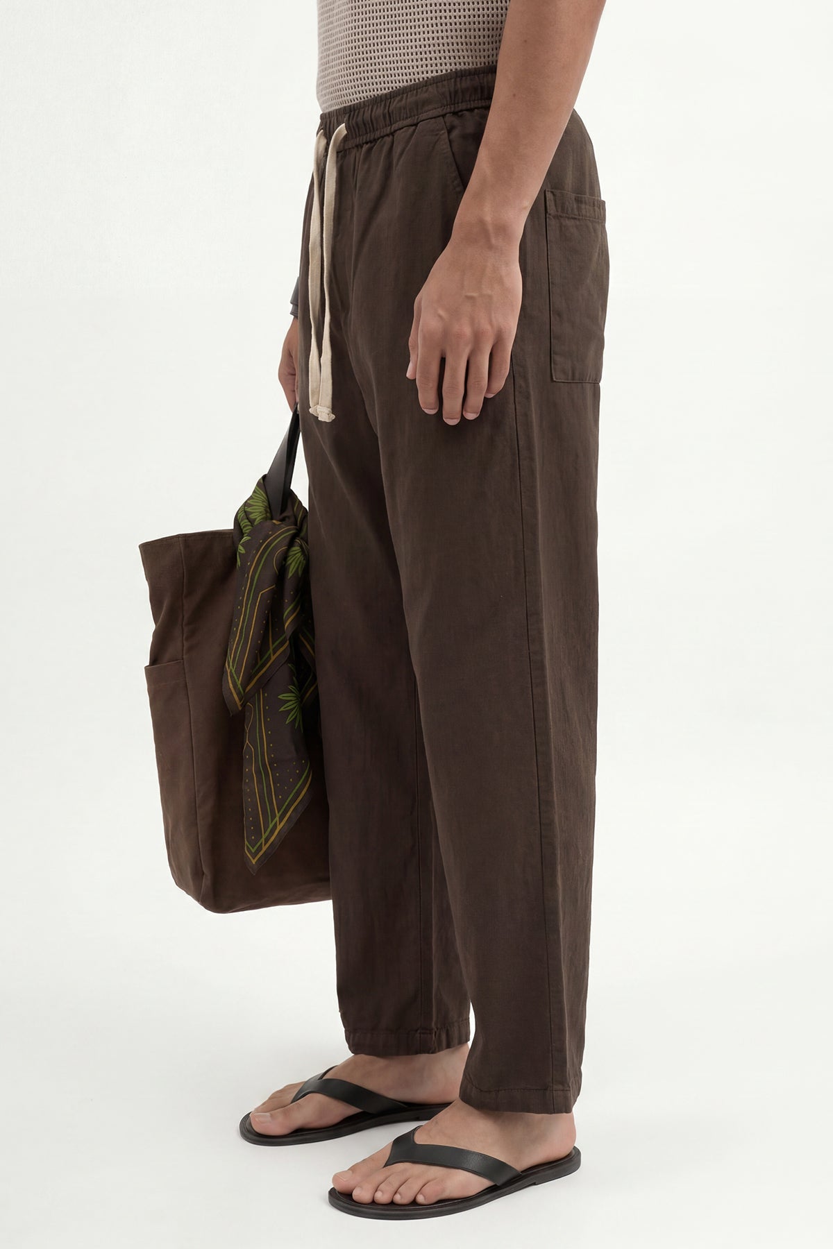 Linen-Look Waistbanded Pants