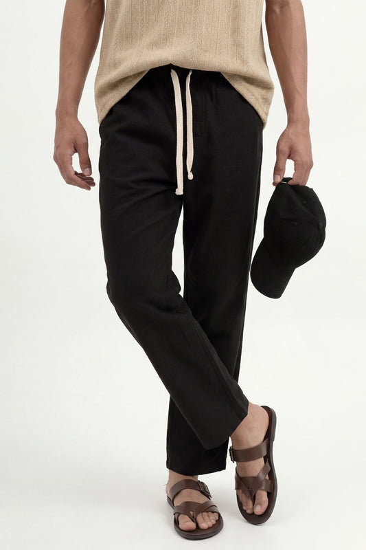 Linen-Look Waistbanded Pants