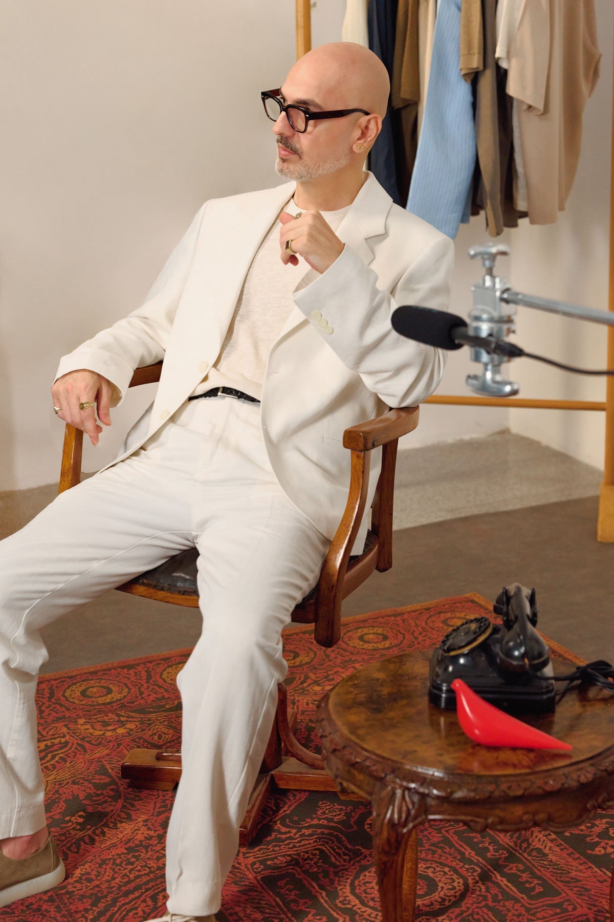 Men's Blazer Jacket with Herringbone Pattern in a Linen-Blend Fabric from Antioch